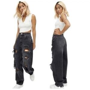 BDG High-Rise Distressed Baggy Faded Black Jeans Women’s Size 24